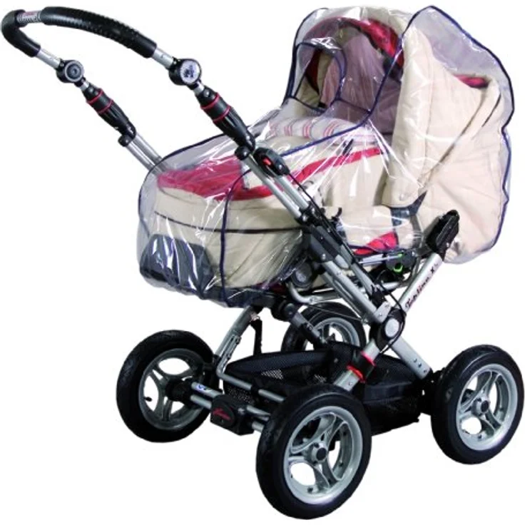 sunnybaby 10095 - Universal Regenverdeck, Regenschutz für Kinderwagen, Babywanne, Soft-Tragetasche | Kontaktfenster f. optimale Luftzirkulation | glasklar | Qualität: MADE in GERMANY – Bild 2