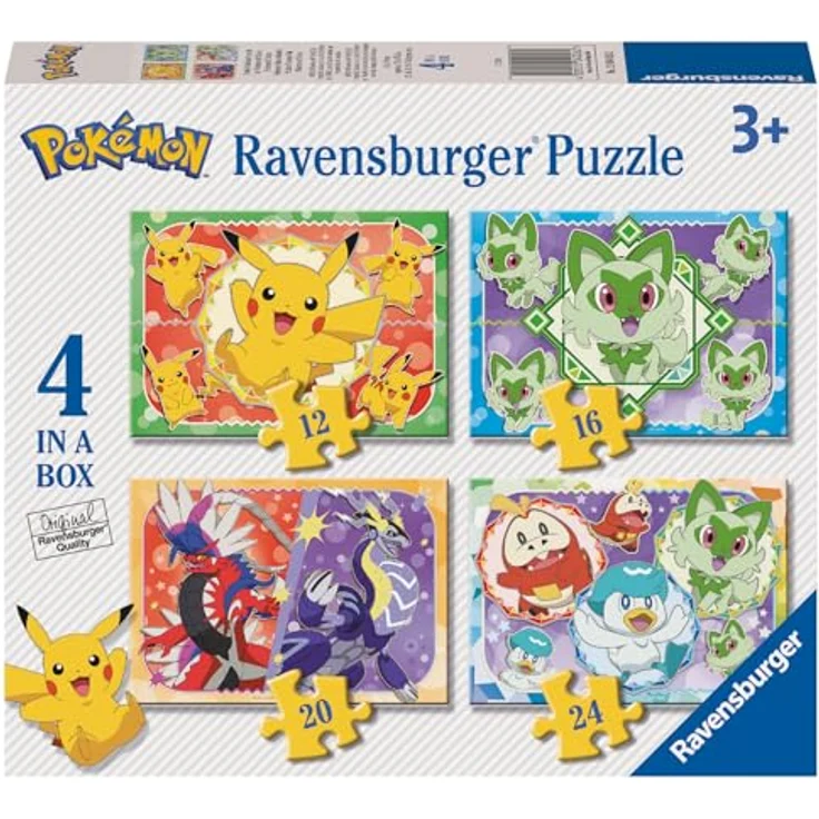 Ravensburger Pokémon Puzzle, 4 robuste 2D Puzzles mit 12, 16, 20 und 24 Teilen, bunt, geeignet für Kinder ab 3 Jahren – Bild 1