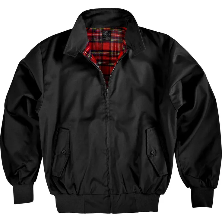 normani Blouson Herren Harrington Jacke Retro Blouson English Style mit kariertem Innenfutter Karofutter, rot