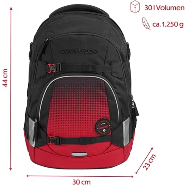 coocazoo Schulrucksack Mate Blazing Fire, 30 Liter Volumen, leicht, ergonomisch & sicher – Bild 3
