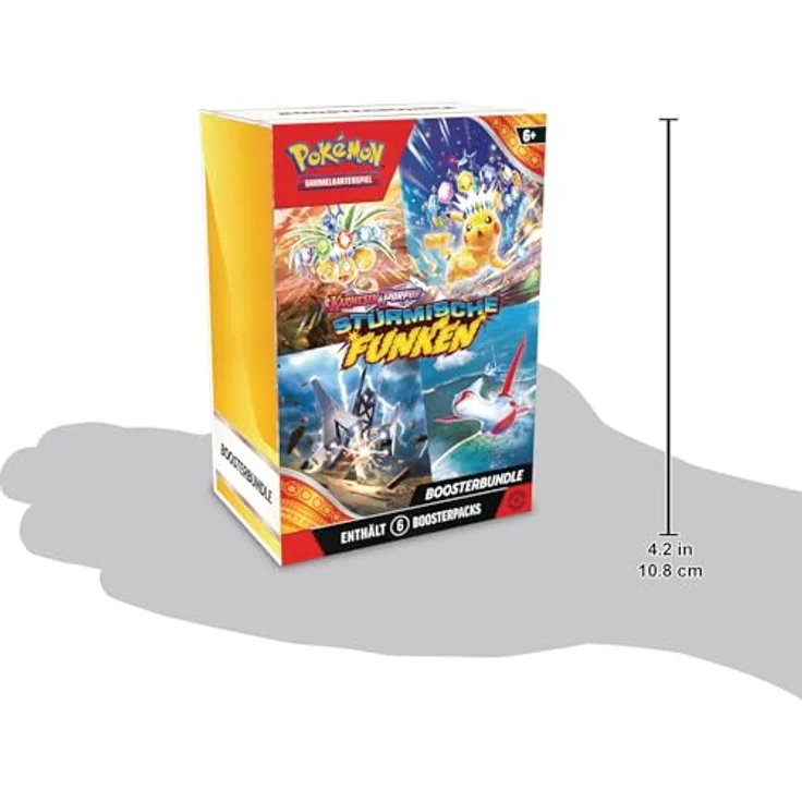 Pokémon-Sammelkartenspiel: Boosterbundle Karmesin & Purpur – Stürmische Funken (6 Boosterpacks) - Elektrisierendes Pikachu-ex und tosende Drachen – Bild 5