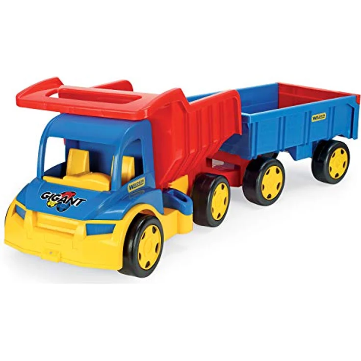 Wader 65100 - Gigant Truck, großer Kipper mit Anhänger, LKW bis 150 kg belastbar, Gesamtlänge ca. 107 cm, ab 12 Monaten, ideal als Geschenk für kreatives Spielen – Bild 3