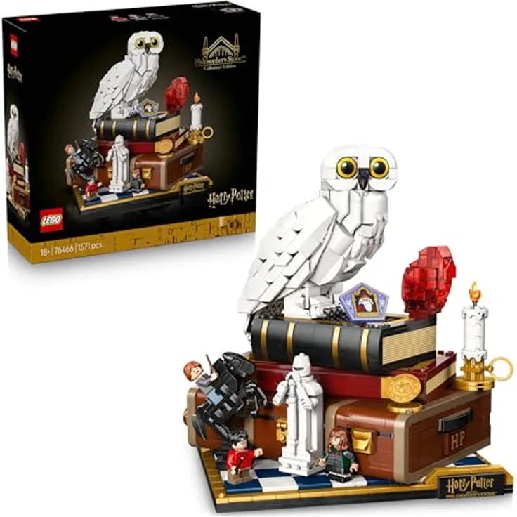 LEGO Harry Potter Stein der Weisen Sammleredition, Modellbau-Set mit Hedwig Eulenfigur und 3 Minifiguren, kreatives Geschenk für Erwachsene - 76466