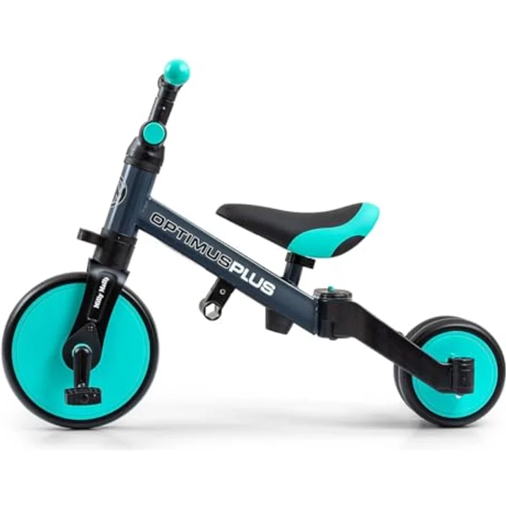 Milly Mally 4-in-1-Dreirad Optimus Plus Blue Mint mit Elterngriff und verstellbarem Lenker – Bild 4