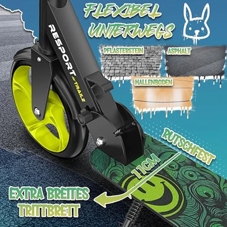RE:SPORT Cityroller RE:SPORT® Trailz Scooter, klappbar und höhenverstellbar 87–102 cm, 200 mm große Räder, inkl. Klingel und Tragegurt, bis 100 kg belastbar – Bild 7