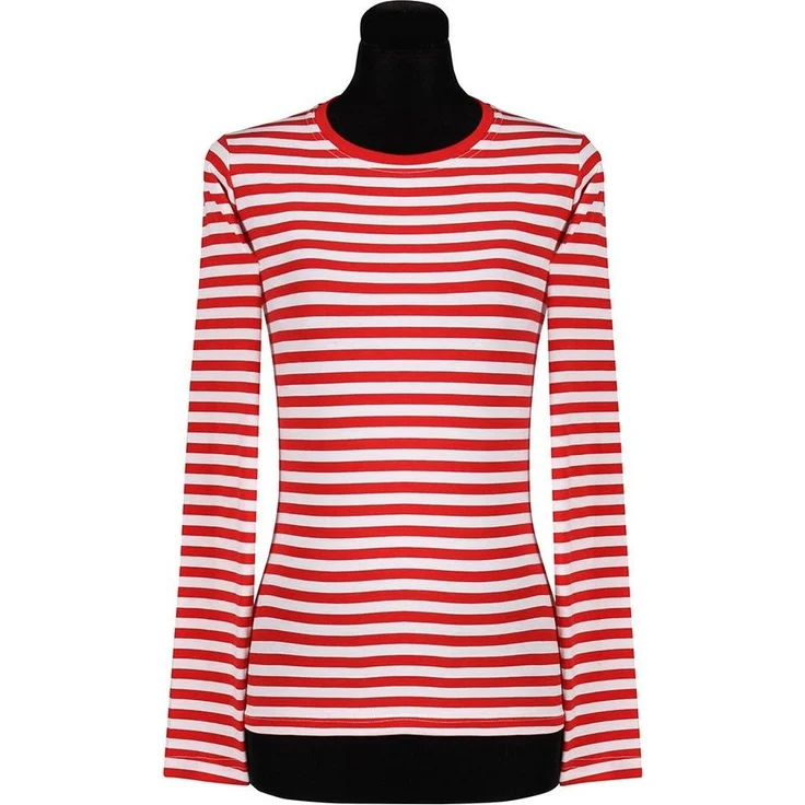 Thetru Damen Ringel T-Shirt, langarm, gestreift, Größe S, vielseitig einsetzbar als Seemann, Sträfling, Clown oder Gondoliere