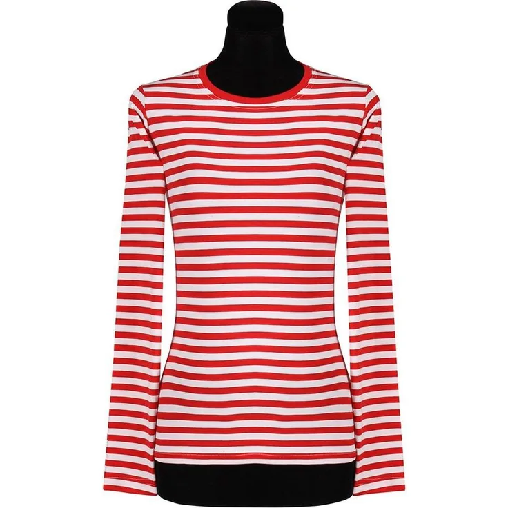 Thetru Damen Ringel T-Shirt, langarm, gestreift, Größe S, vielseitig einsetzbar als Seemann, Sträfling, Clown oder Gondoliere