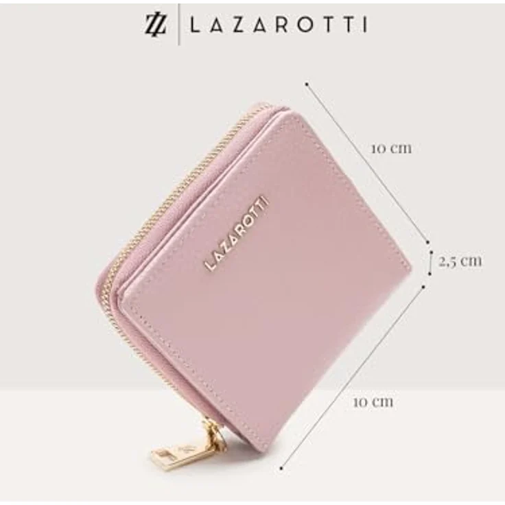 Lazarotti Bologna Leather, Kinderportemonnaie aus genarbtem Leder mit 2 Münzfächern und 6 Kartenfächern, schwarz – Bild 5