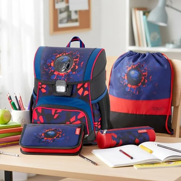 Herlitz Schulranzen Set Loop Plus 2026, 4-teiliges Jungen Set in Rot mit ergonomischem Design und 17 Litern Volumen – Bild 2