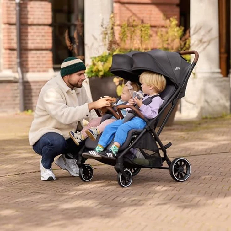Bebeconfort Mane Duo Geschwisterwagen, 0+ bis 22kg, automatisches Klappsystem, drehbare Sicherheitsbügel, Regenverdeck, Mineral Graphite – Bild 10