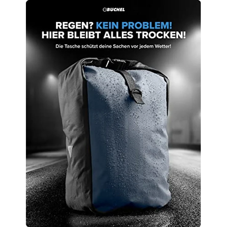 BÜCHEL Fahrradtasche für Gepäckträger I wasserabweisend und bis zu 10kg belastbar I Fahrradtasche Gepäckträger aus Tarpaulin, Gepäckträgertasche, Fahrrad Taschen hinten – Bild 3