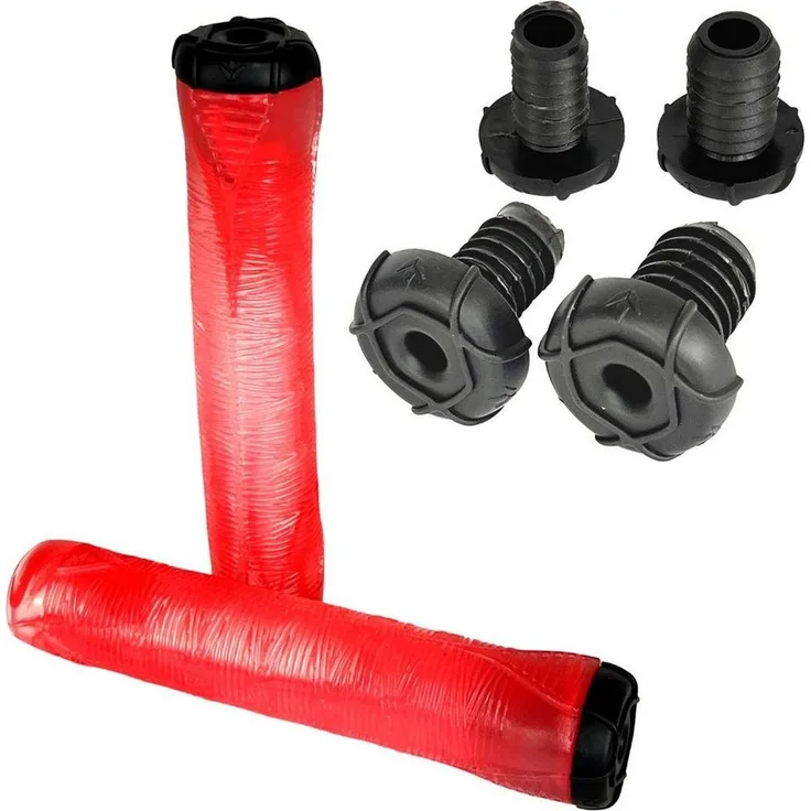 Blunt Stuntscooter Blunt Stunt-Scooter Griffe 160mm Smoke Transparent/Rot - Weiche Stunt-Scooter Griffe mit Lamellendesign