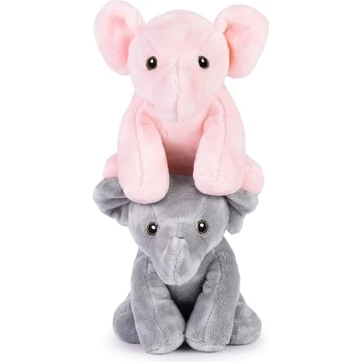 Zappi Co Elefanten-Set Plüschtiere Rüssel-Duo, Rosa + Grau, 15 cm, 100% Recycelt, Weich und Kuschelig – Bild 2