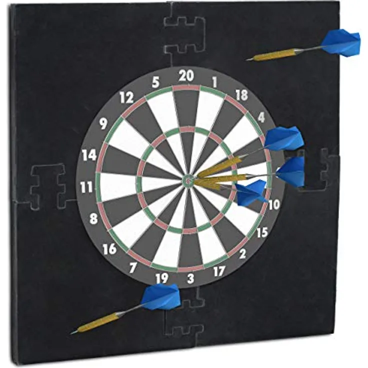 Relaxdays Schutzring für Dartscheiben, quadratisches Auffangfeld mit 3 cm dickem Wandschutz, 45 cm Durchmesser, 4 Teile