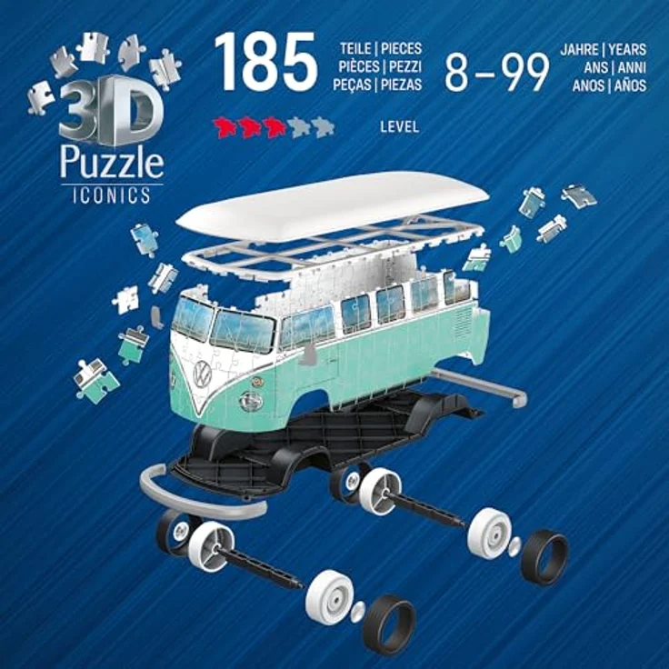 Ravensburger Iconics Volkswagen T1, 3D-Puzzle Modell mit 162 Puzzleteilen und Deko-Wert, 14,5 cm hoch – Bild 2