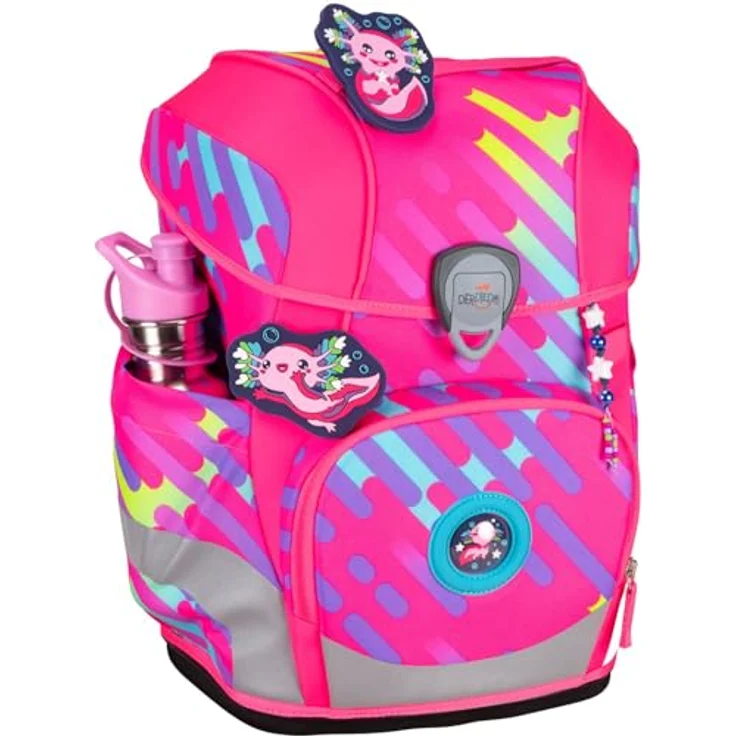 DerDieDas Schulranzen Set 5-TLG. ErgoFlex Tiny NEON Punkie, ultraleicht mit ergonomischer Unterstützung – Bild 3