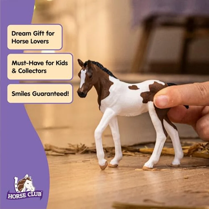 Schleich Paint Horse Fohlen (14899) - Horse Club, geschecktes Fohlen mit herzförmigem Fleck, Abmessungen 8,3 x 2,9 x 7,7 cm, erschienen 2025 – Bild 5