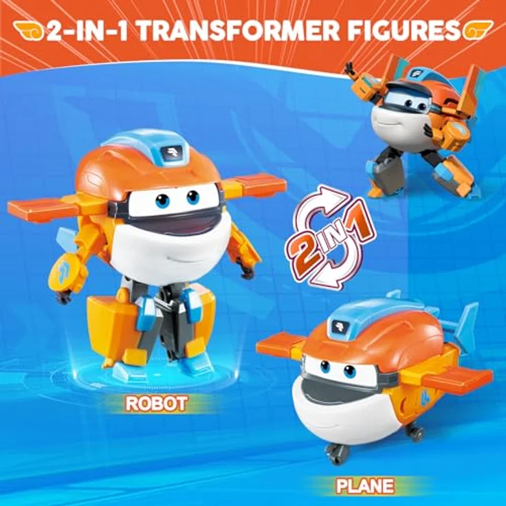 Super Wings Verwandlungsspielzeug Tiki & Taki, 2 in 1 Action Figur, 12,7 cm großes Flugzeug-Roboter-Spielzeug für Jungen und Mädchen ab 3 Jahren – Bild 3