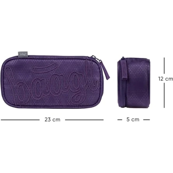 Baagl Federmäppchen für Mädchen, geräumiges Schul-Etui mit Klappfach und wiederverwertbarem Polyester (Plum) – Bild 4