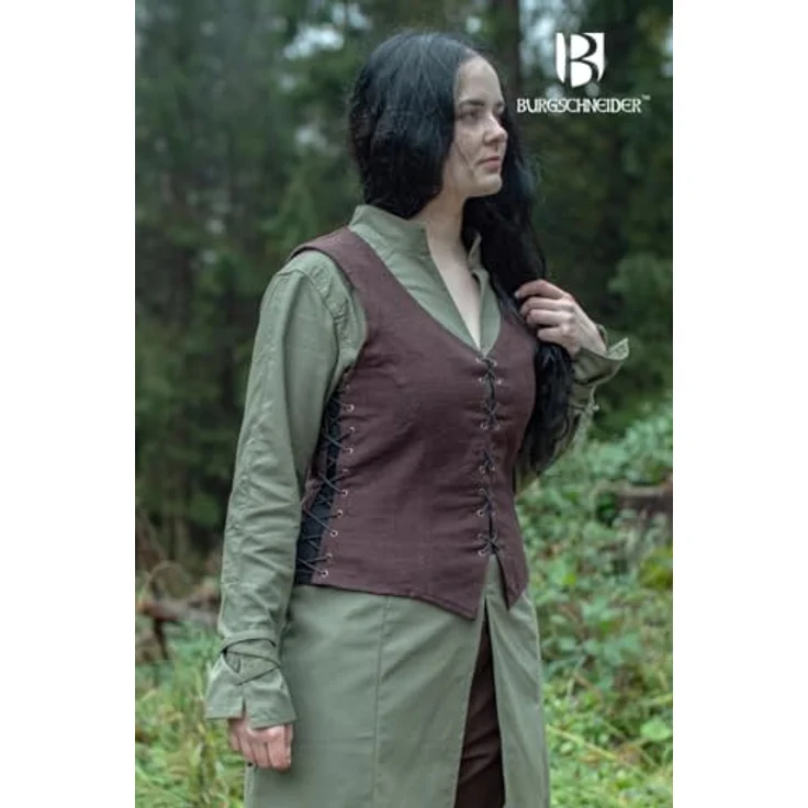 Burgschneider Weste Marian, Braun, XL, für Damen & Herren, aus Baumwolle, Mittelalter Fantasy Ranger – Bild 3