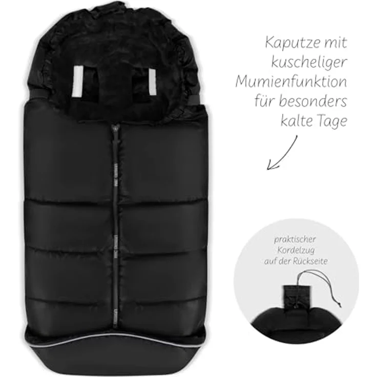 ABC Design Winterfußsack - Black, warm gefüttert, wasserabweisend, für alle Kinderwagen & Buggys geeignet – Bild 3