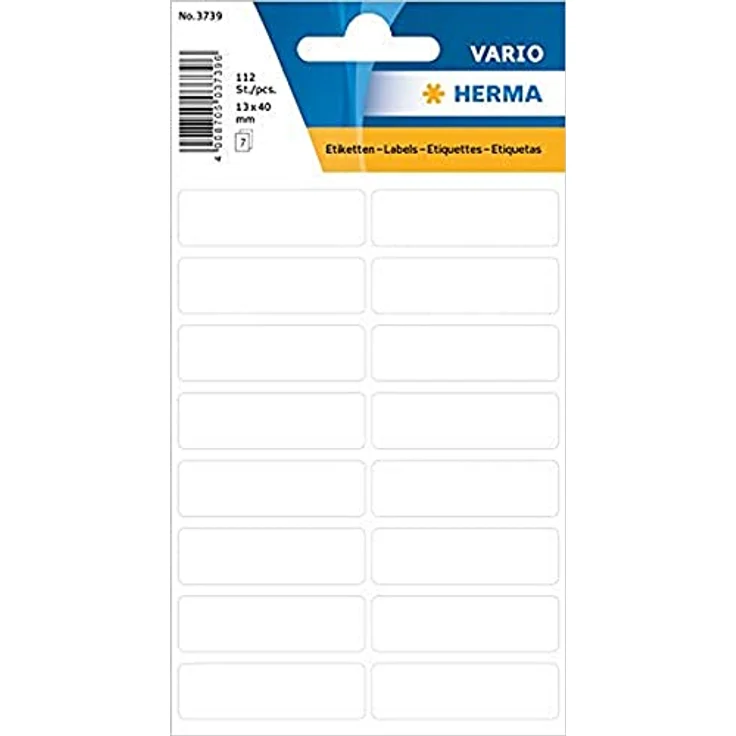 HERMA 3739 Vielzweck-Etiketten, 112 Stück, selbstklebend, 13 x 40 mm, weiß, matt, für Haushalt und Büro, FSC-zertifiziert – Bild 1