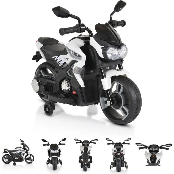 Moni Elektro-Kindermotorrad Houston 1188F, mit Scheinwerfern, Musik, MP3, Stützrädern, belastbar bis 25 kg, für Kinder ab 3 Jahren