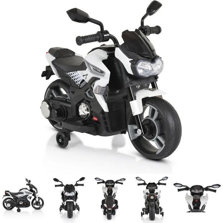 Moni Elektro-Kindermotorrad Houston 1188F, mit Scheinwerfern, Musik, MP3, Stützrädern, belastbar bis 25 kg, für Kinder ab 3 Jahren