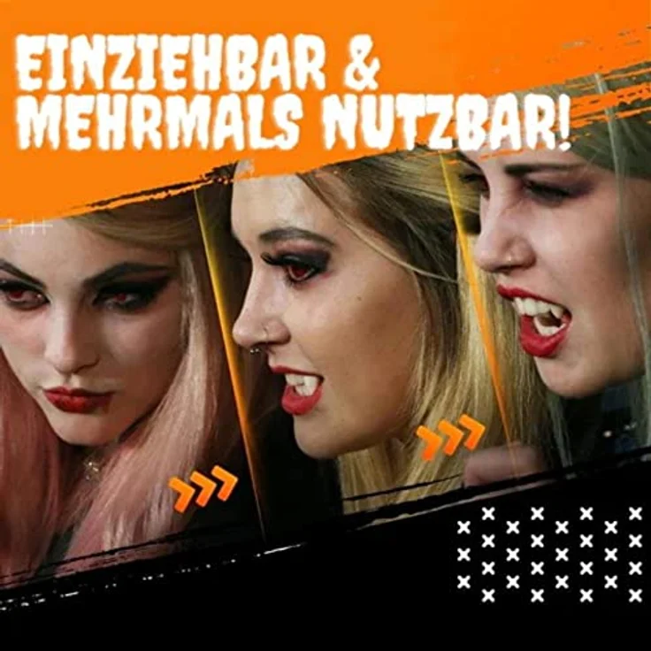 Einziehbare Vampirzähne Halloweenzähne Halloween Zahnersatz«, automatische ausfahrbare Zähne Zombie Cosplay – Bild 3