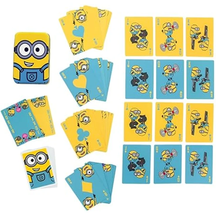 Paladone Minions Illustrierte Spielkarten – Offiziell Lizenziertes Ich Einfach Unverbesserliches Kartenspiel in Sammeldose, ikonische Charaktere mit Kevin Stuart & Bob, Gelbe Minion-Aufbewahrungsdose, Geschenk für Fans – Bild 3