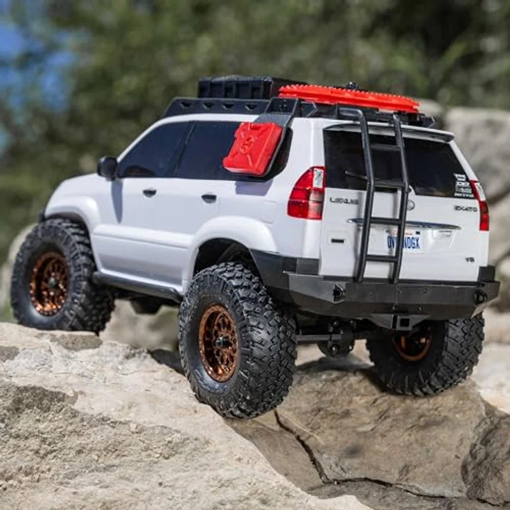 Axial 1/24 SCX24 Lexus GX 470 4X4 RTR, Brushed Rock Crawler mit ABS-Karosserie, ölgefüllten Stoßdämpfern, inklusive Akku und Ladegerät, Weiß – Bild 3