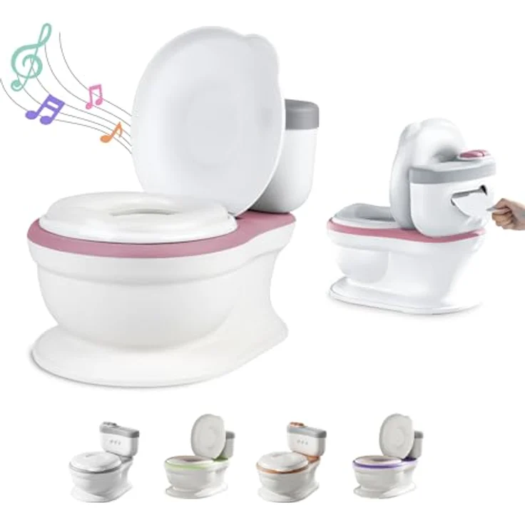 Kinder töpfchen - Lern Toilette mit Rückenlehne - Babytoilette - Baby- und Kindertoilette - Bequem, rutschfest, spritzwassergeschützt und geruchshemmend - Einfaches Entleeren mit abnehmbarem Topf – Bild 2