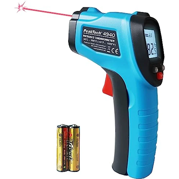 PeakTech Infrarot-Thermometer P 4940, Temperaturmessung von -50 °C bis +600 °C, Laser und LCD-Anzeige mit Hintergrundbeleuchtung – Bild 1