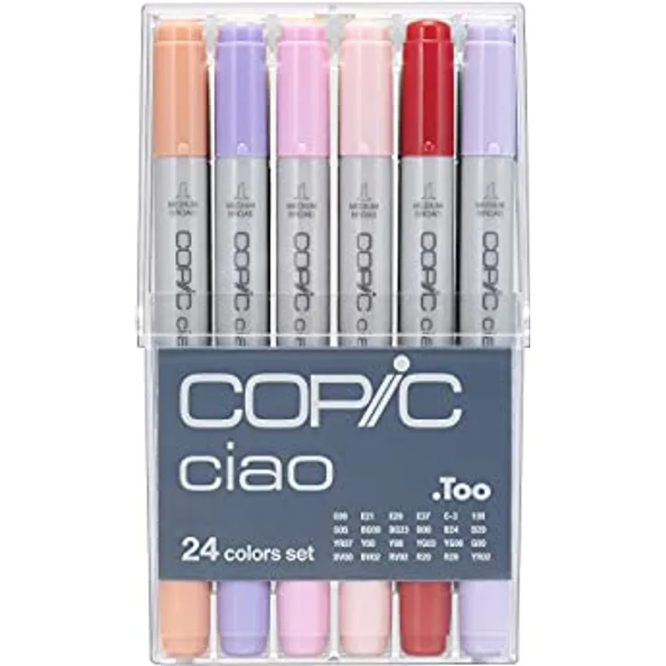 COPIC Ciao Marker 24er Set, alkoholbasierte Allround Layoutmarker, im praktischen Acryl-Display zur Aufbewahrung und einfachen Entnahme