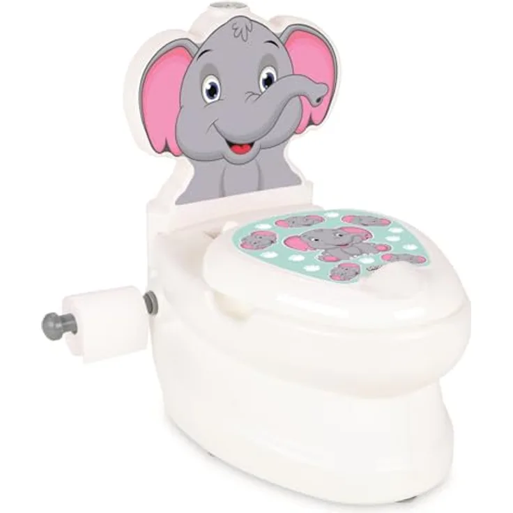 Lemodo Töpfchen für Kinder ab 18 Monate | Kindertoilette in weiß mit herausnehmbarem Lerntöpfchen | Kinderklo mit Spülgeräusch | Babytopf mit praktischem Stauraum | Realitätsnahes Kinder Töpfchen (Elefant)