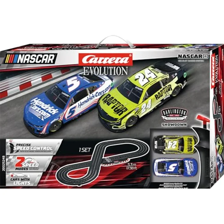 Carrera Evolution NASCAR, Rennbahn-Set mit 5,3 m Strecke, lizensierten Chevrolet Camaro NextGen ZL1, für 2 Spieler, geeignet für Kinder ab 8 Jahren und Erwachsene – Bild 2