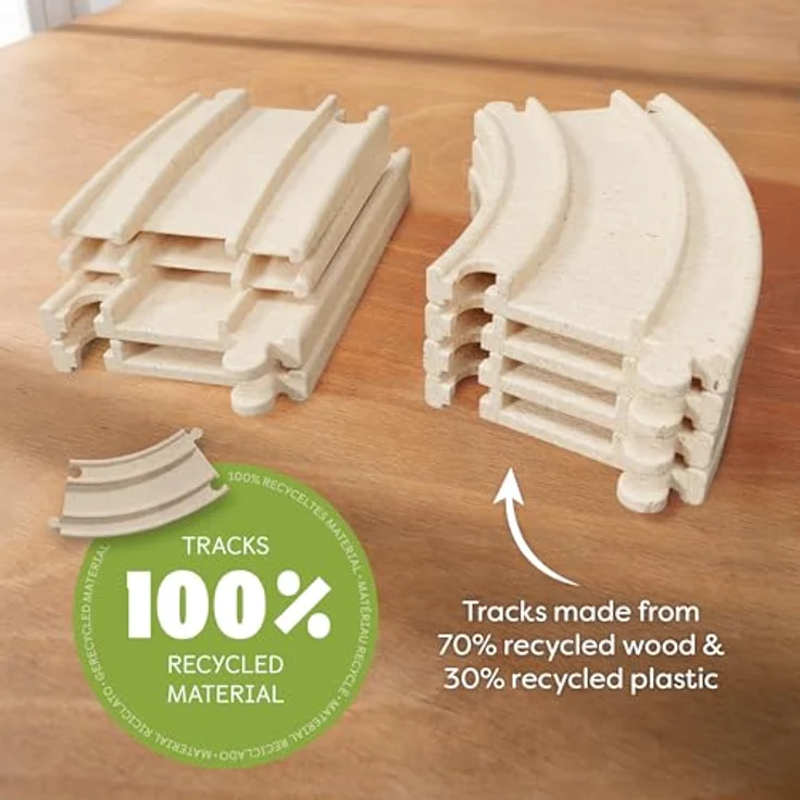 HABA Cars Ergänzungsset – 8 Schienen aus recyceltem Holz und Kunststoff – Extragroße, kinderfreundliche Elemente für Rennbahnen, geeignet ab 2 Jahren – 2011844001 – Bild 3