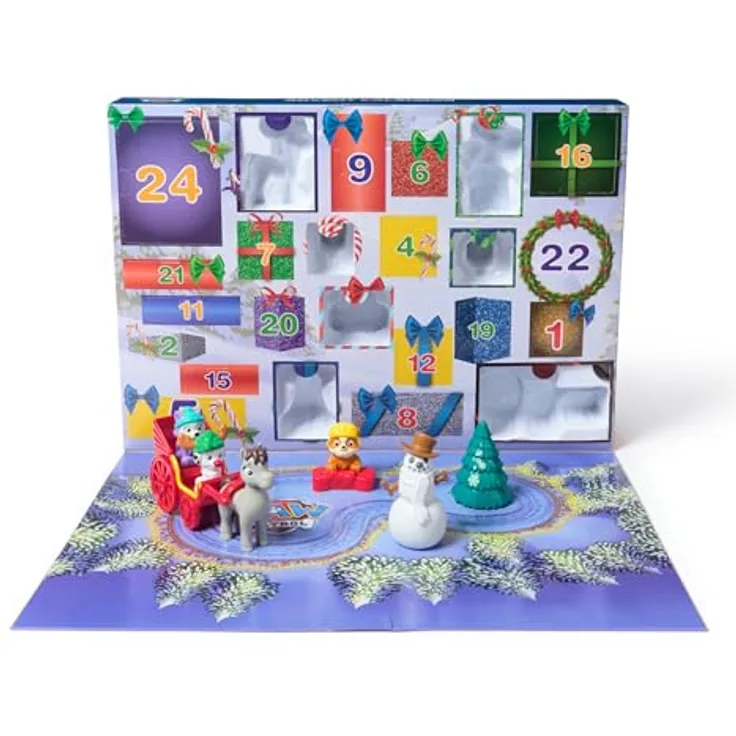 PAW PATROL Adventskalender 2024 – 24 Spielzeug-Überraschungen, 7 Welpenfiguren, Winterwelt, ab 3 Jahren