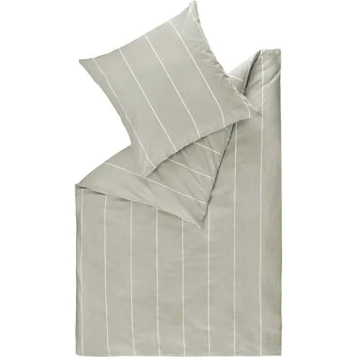 Esprit Home NEU! Premium Bettwäsche 135 x 200 cm Baumwolle 2teilig - Grau - inkl. einem Kopfkissenbezug 80x80cm - Sportliche Längsstreifen & ESPRIT Logostickerei