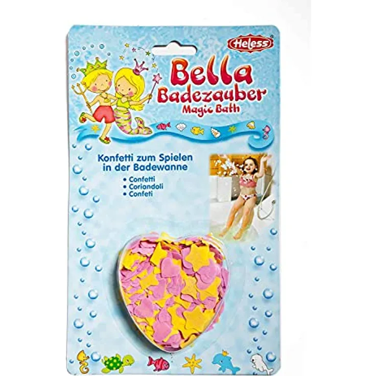 Heless 7008 - Konfetti für die Badewanne, in Sternchen- und Herzform, für Kinder, für ein kunterbuntes Bade-Erlebnis