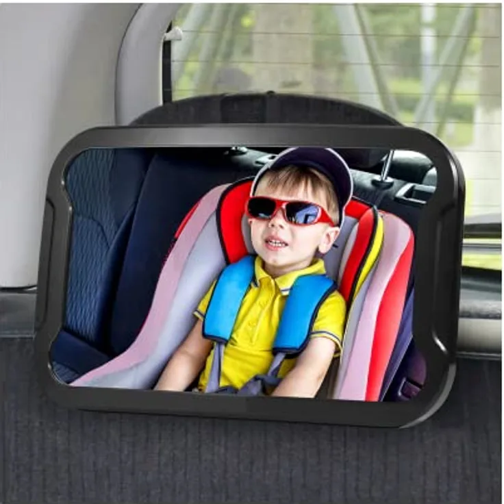 Vinabo 360° Baby Autospiegel - 100% Bruchsicherer Autospiegel Baby Rücksitzspiegel, Big Vision Baby-Autospiegel den neue Eltern Haben Müssen - Anpassbar - Geeignet für allerlei Kopfstützen