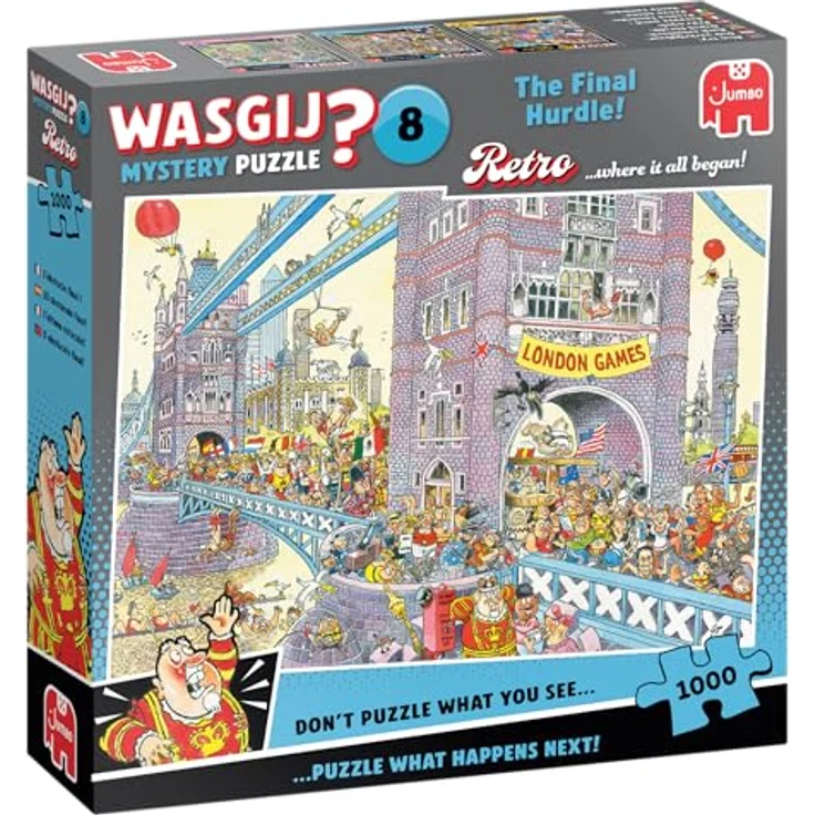 Wasgij Retro Mystery 8 - Die letzte Hürde! - 1000 Teile Wimmelbild Puzzle für Erwachsene, umweltfreundlich, Escapepuzzle – Bild 1