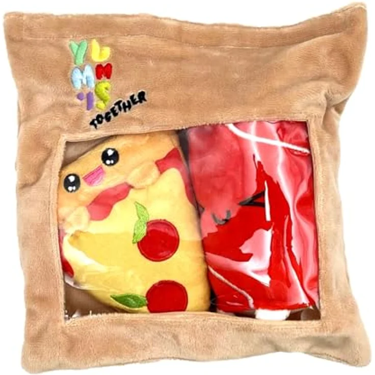 Joy Toy Yummies Together Pizza und Cola, 2-fach Plüschset 15 cm in Take Away Plüsch Tasche 21x21 cm, ideal als Geschenk für Kinder und Fast-Food-Fans – Bild 3