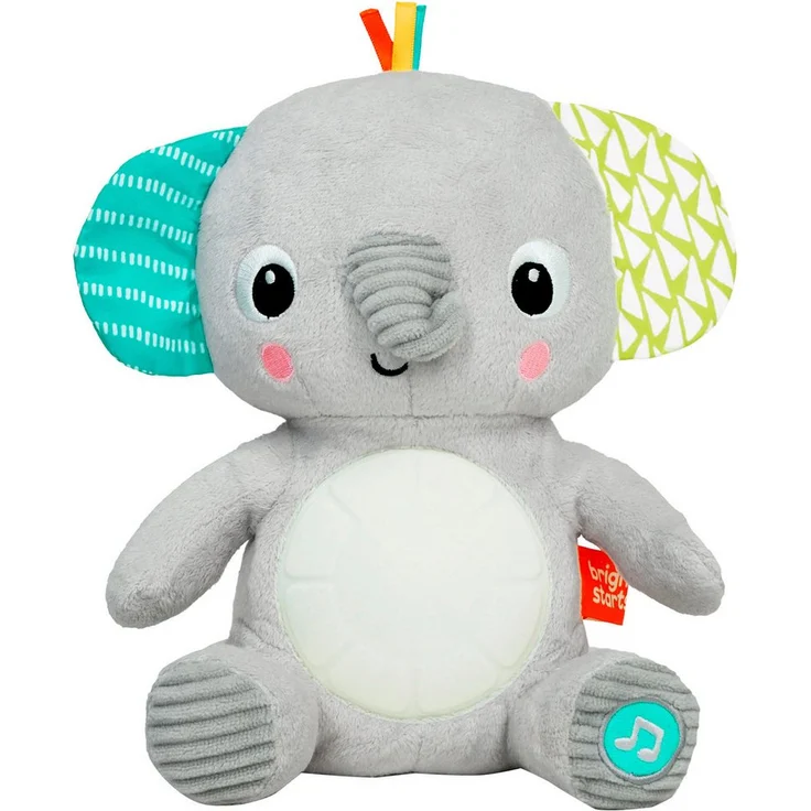 Bright Starts Plüschfigur Hug-a-bye Baby™ Musical Light Up Soft Toy, Elefanten-Plüschtier mit beruhigenden Melodien und glitzerndem Bauch, grau – Bild 1