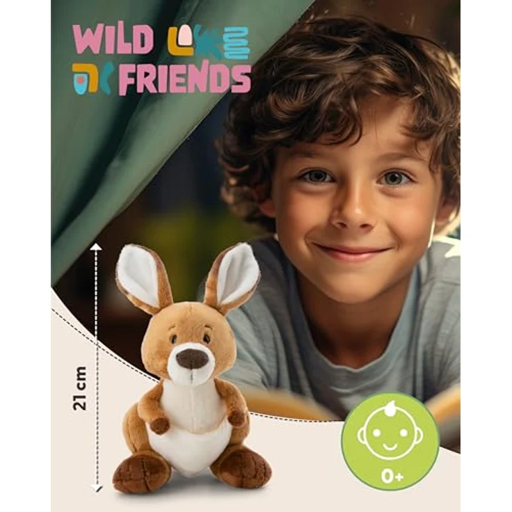 Nici Kuscheltier Wild Friends, Känguru Kelly 21 cm stehend - Plüsch-Känguru mit recycelten Materialien – Bild 3