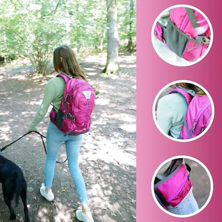 NOWI Wanderrucksack 40 L, Outdoor-Rucksack mit Regenhülle, ergonomischer Design, in Blau, Pink, Limette, Navy, Olive und Schwarz – Bild 8