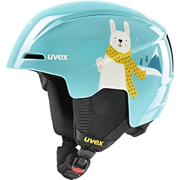 uvex Kinder Skihelm viti, Turquoise Rabbit, verstellbares IAS System, FAS-Gurtband, monomatic Komfortverschluss – Bild 1