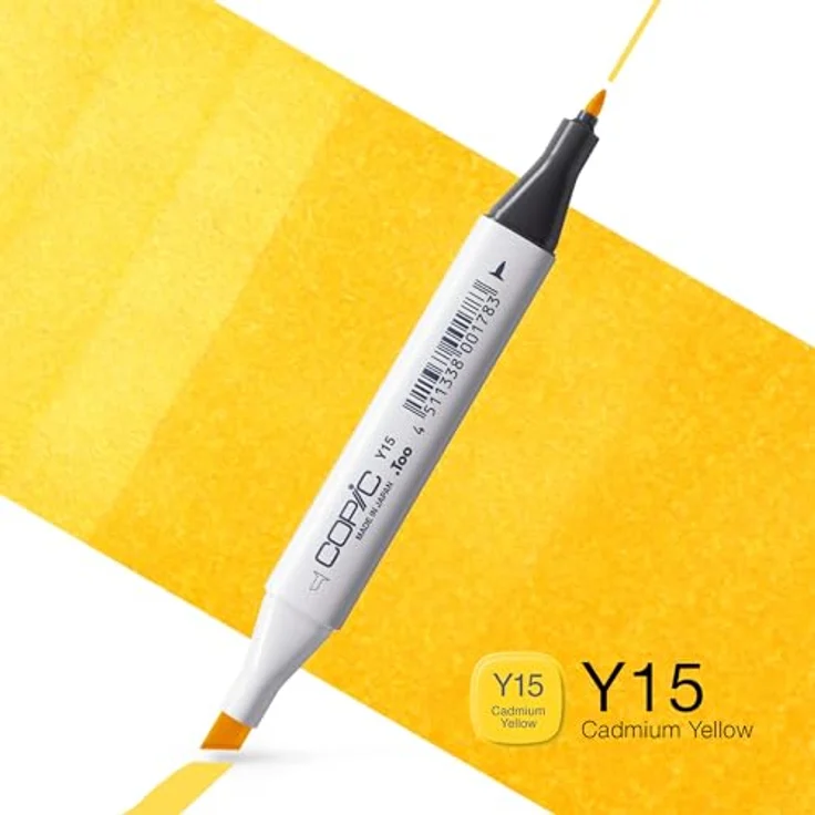 Copic Classic Marker Typ Y - 15, Cadmium Yellow, professioneller Layoutmarker mit dualem Spitzensystem, schnelltrocknend – Bild 2