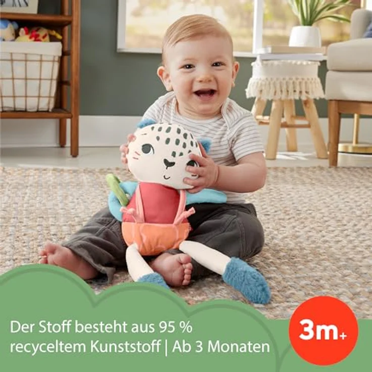 Fisher-Price® Kuscheltier Planet Friends, Schneeleopard, zum Teil aus recycelten Material – Bild 3