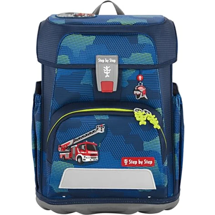 Step by Step Schulranzen-Set Cloud Fire Engine Brandon, 5-teilig, blau, Feuerwehr, ergonomischer Tornister mit Reflektoren, höhenverstellbar mit Hüftgurt, 19l, ab der 1. bis 4. Klasse – Bild 2